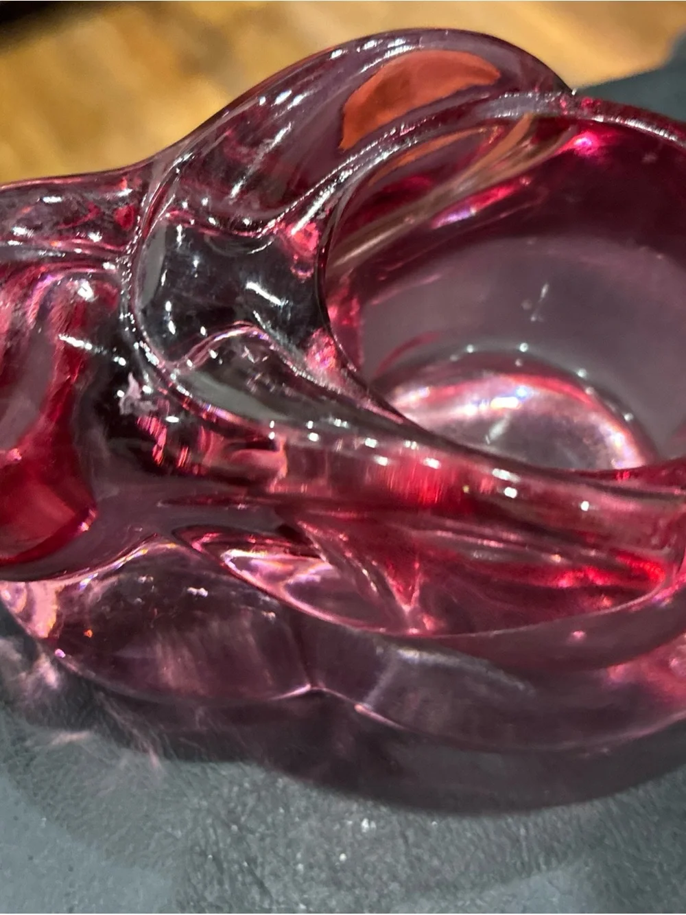 Indiana Glass Cranberry Pink Bunny Tealight Holder